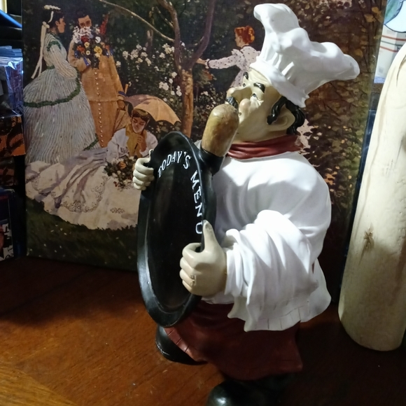 French/Italian Welcome home Chef Statue  🥖Chalkboard Sign,Nice Vintage Gift.🍜 - Picture 14 of 14